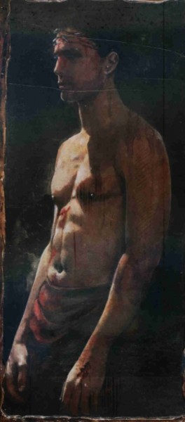 Painting titled "cristo red" by Franco Marras, Original Artwork