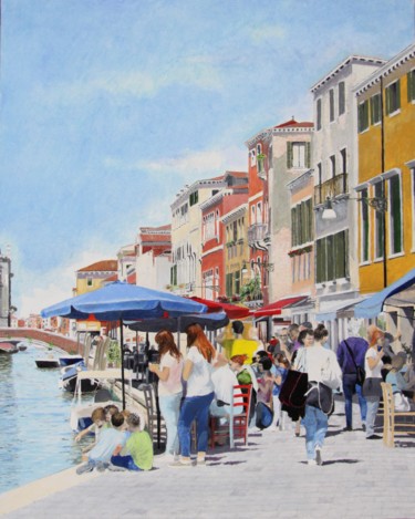 Painting titled "Venezia, Domenica a…" by Franco Zanella, Original Artwork, Oil