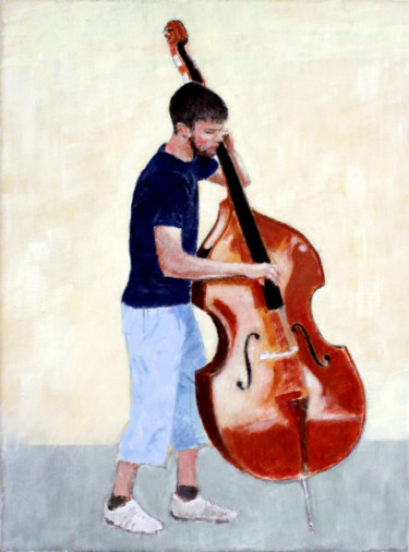 Pittura intitolato "musicista-di-strada…" da Franco Zanella, Opera d'arte originale, Olio