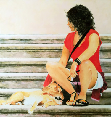 Painting titled "ragazza di Siracusa" by Franco Zanella, Original Artwork, Oil