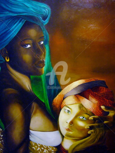 Peinture intitulée "Salama & Bérénice" par Frandiodore, Œuvre d'art originale, Huile