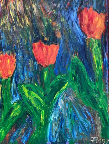 Painting titled "Flower" by Annapa (By Anna + Frank Loydl), Original Artwork, Oil