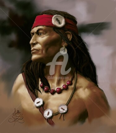 Arts numériques intitulée "Geronimo" par Frank Chevallier, Œuvre d'art originale, Peinture numérique