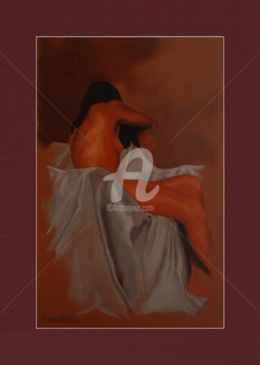 Painting titled "Le boudoir" by Frank Chevallier, Original Artwork, Pastel