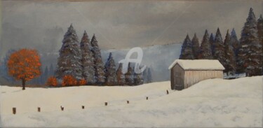 Peinture intitulée "Loge en hiver" par Frank Chevallier, Œuvre d'art originale