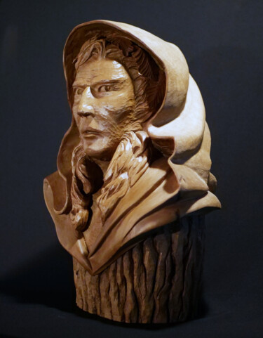 Sculpture intitulée "Perplexité" par Frank Dreyer, Œuvre d'art originale, Bois