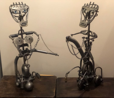 Escultura titulada "Enfant Mâle et Feme…" por Frank Guillard, Obra de arte original, Metales