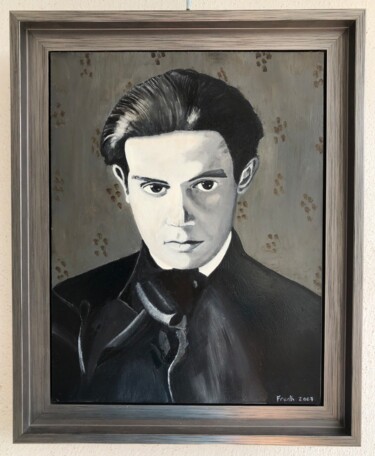 Pintura titulada "Egon Schiele à 14 a…" por Frank Guillard, Obra de arte original, Oleo Montado en Bastidor de camilla de ma…