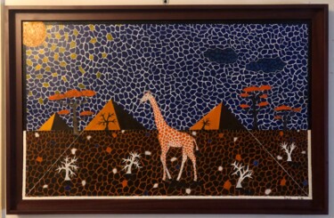 Painting titled "Mozahik Girafe ( L'…" by Frank Guillard, Original Artwork, Oil