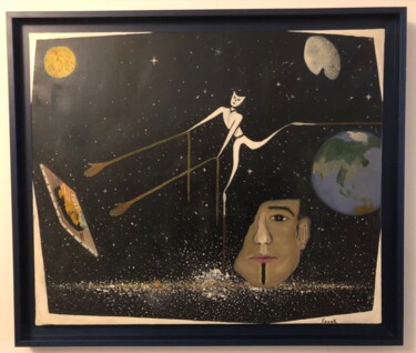 Peinture intitulée "Le saut dans le vid…" par Frank Guillard, Œuvre d'art originale, Huile