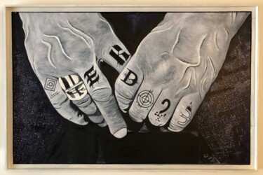 Картина под названием "D.M ( Gang Bang )" - Frank Guillard, Подлинное произведение искусства, Масло Установлен на Деревянная…