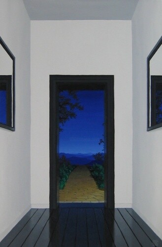 Painting titled "Die Tür (blau)" by Frank Heinemann, Original Artwork