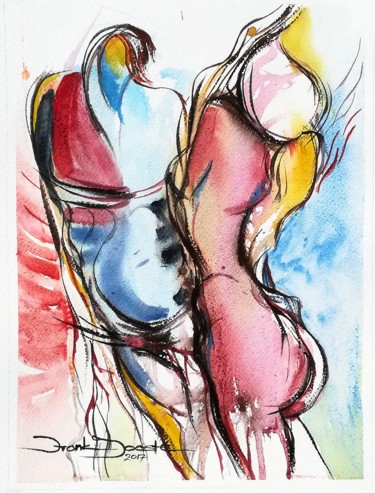 Painting titled "Daphne and Zeus" by Frank Jooste, Original Artwork, Watercolor