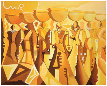 Malerei mit dem Titel "“Symphonie des cale…" von Frank Keita, Original-Kunstwerk, Acryl Auf Keilrahmen aus Holz montiert