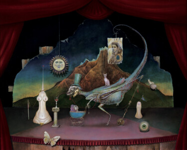 Peinture intitulée "The absurd theater…" par Frank Kortan, Œuvre d'art originale, Huile