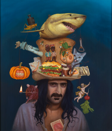 Pittura intitolato "Yellow Shark" da Frank Kortan, Opera d'arte originale, Olio