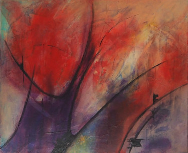 Peinture intitulée "violet-rouge" par Frank Marchand, Œuvre d'art originale