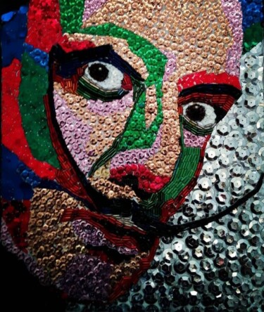 Collagen mit dem Titel "SALVADOR DALI" von Frank Mejias (FJMUR), Original-Kunstwerk, Collagen