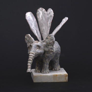 Escultura titulada "Hummelfant NR 1" por Frank Melech, Obra de arte original, Arcilla