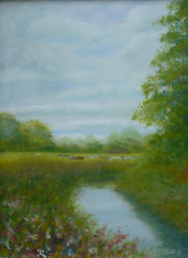 Painting titled "The Yellow Ford,Ath…" by Frank Daly, Original Artwork, Oil