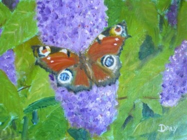 Painting titled "Peacock Butterfly." by Frank Daly, Original Artwork, Oil