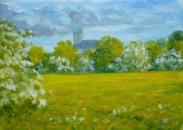 Painting titled "Buttercup Meadow,At…" by Frank Daly, Original Artwork, Oil