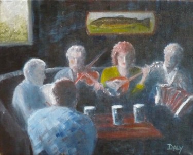 Peinture intitulée ""Music Session #1"" par Frank Daly, Œuvre d'art originale, Huile