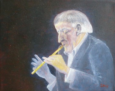 Painting titled ""Paddy Moloney"" by Frank Daly, Original Artwork, Oil