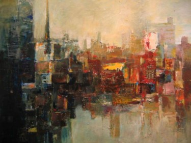 Painting titled "Image of a city" by Frank Dong, Original Artwork