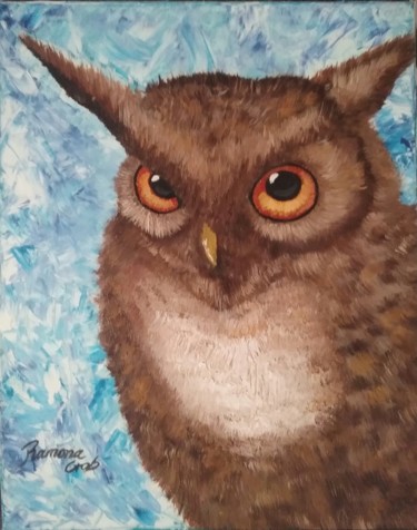 Painting titled "Uil" by Ramona Grob, Original Artwork, Oil