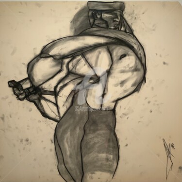 Dibujo titulada "John Henry" por Frank Illo, Obra de arte original, Carbón