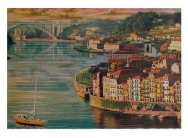 Printmaking titled "Ribeira Porto" by Franklim Barata, Original Artwork, Screenprinting