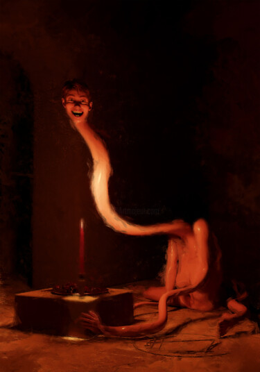 Digitale Kunst mit dem Titel "Obsessio Nocturna" von Francisco Tabakman (Frankly Tired), Original-Kunstwerk, Digitale Malerei