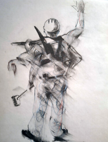 Dibujo titulada "Estudio de obrero e…" por Franky Vv, Obra de arte original, Grafito