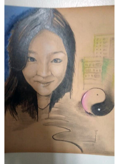 Dibujo titulada "Retrato de Xiao In" por Franky Vv, Obra de arte original, Lápiz