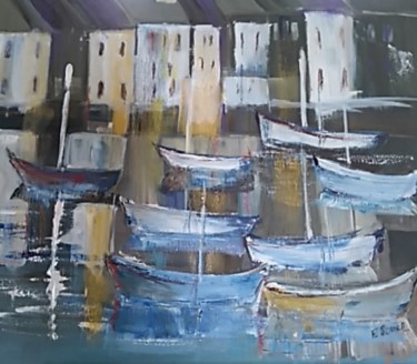 Painting titled "Les bateaux" by Françoise Sorrel, Original Artwork