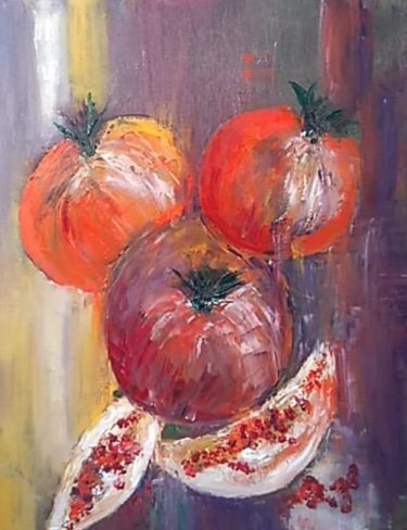 Painting titled "Les grenades" by Françoise Sorrel, Original Artwork, Oil