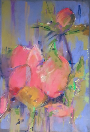 Peinture intitulée "Roses" par Françoise Sorrel, Œuvre d'art originale, Pastel
