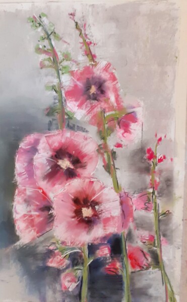 Painting titled "Grandes roses trémi…" by Françoise Sorrel, Original Artwork, Pastel