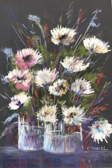Peinture intitulée "Fleurs champètres" par Françoise Sorrel, Œuvre d'art originale, Pastel