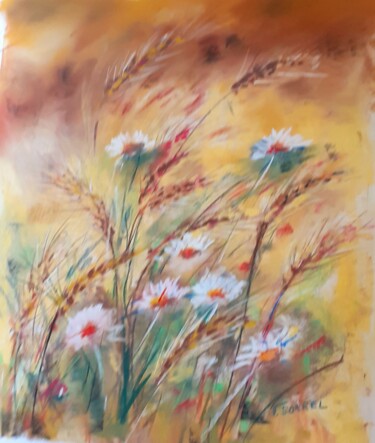 Peinture intitulée "Les blés" par Françoise Sorrel, Œuvre d'art originale, Pastel