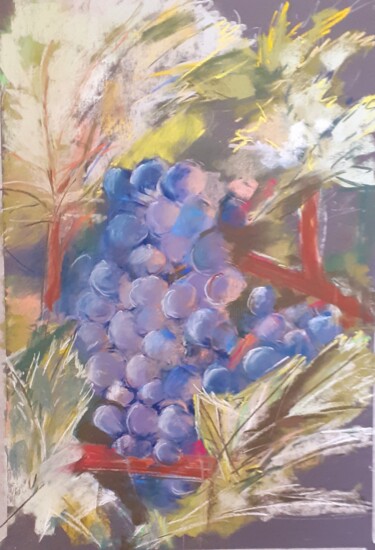 Malerei mit dem Titel "Le raisin" von Françoise Sorrel, Original-Kunstwerk, Pastell