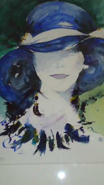 Peinture intitulée "La Dame au chapeau…" par Françoise Sorrel, Œuvre d'art originale