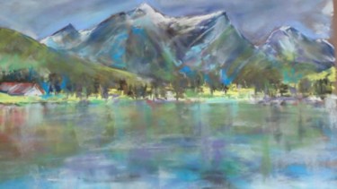 Painting titled "Lac de montagne" by Françoise Sorrel, Original Artwork