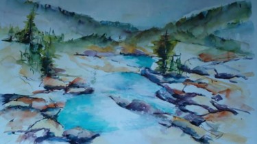 Peinture intitulée "Ruisseau de montagne" par Françoise Sorrel, Œuvre d'art originale