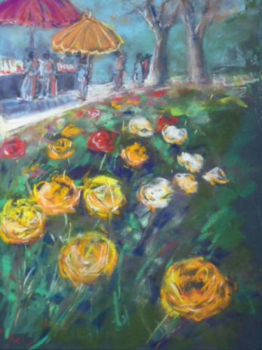 Painting titled "Marché aux fleurs" by Françoise Sorrel, Original Artwork