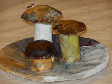 Painting titled "Champignons d'autom…" by Françoise Sorrel, Original Artwork, Other