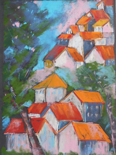 Painting titled "Village" by Françoise Sorrel, Original Artwork
