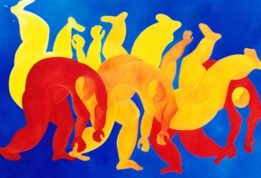 Peinture intitulée "les-acrobates-fatig…" par Françoise Coeuret, Œuvre d'art originale