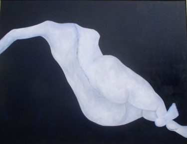 Peinture intitulée "le-nu-blanc-sur-ban…" par Françoise Coeuret, Œuvre d'art originale